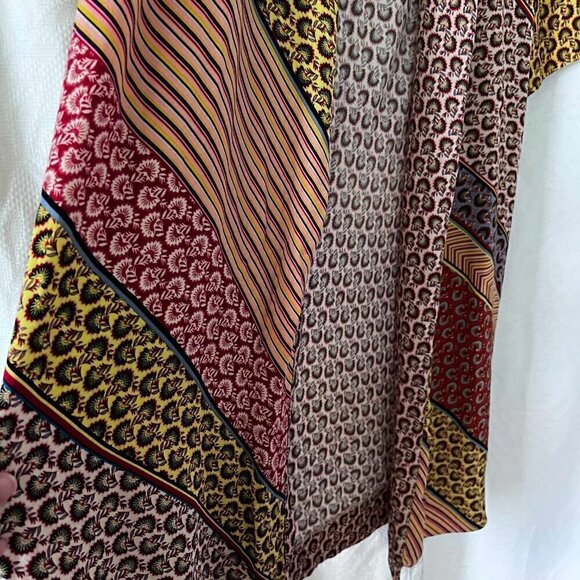 Blogger Favorite CAbi Women's Yellow Red Patchwork Open Front Kimono size Small - Picture 9 of 12